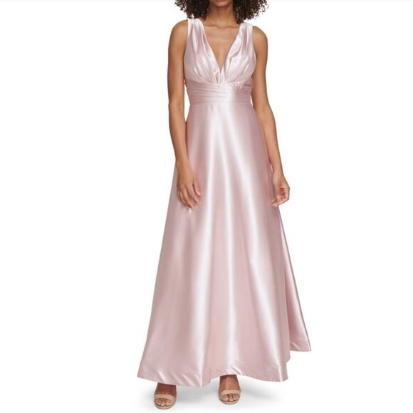 NWT Eliza J Satin A Line Ball Gown Dress Color Blush Pink - Picture 2 of 11